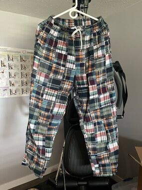Patchwork Plaid Drawstring Pants
